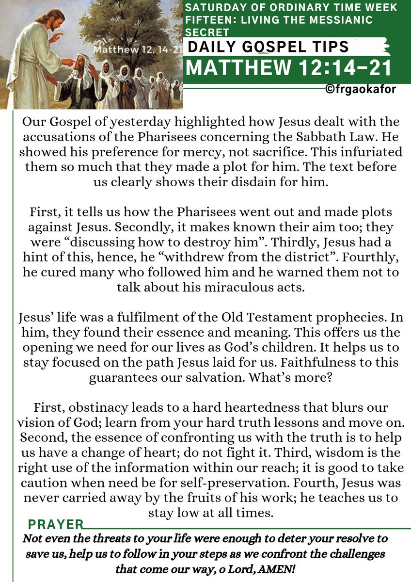 frgaokafor's tweet image. #dailygospeltips #Truth #EvilPlot #Healing #MessianicSecret #Fulfilment #HappyDay
