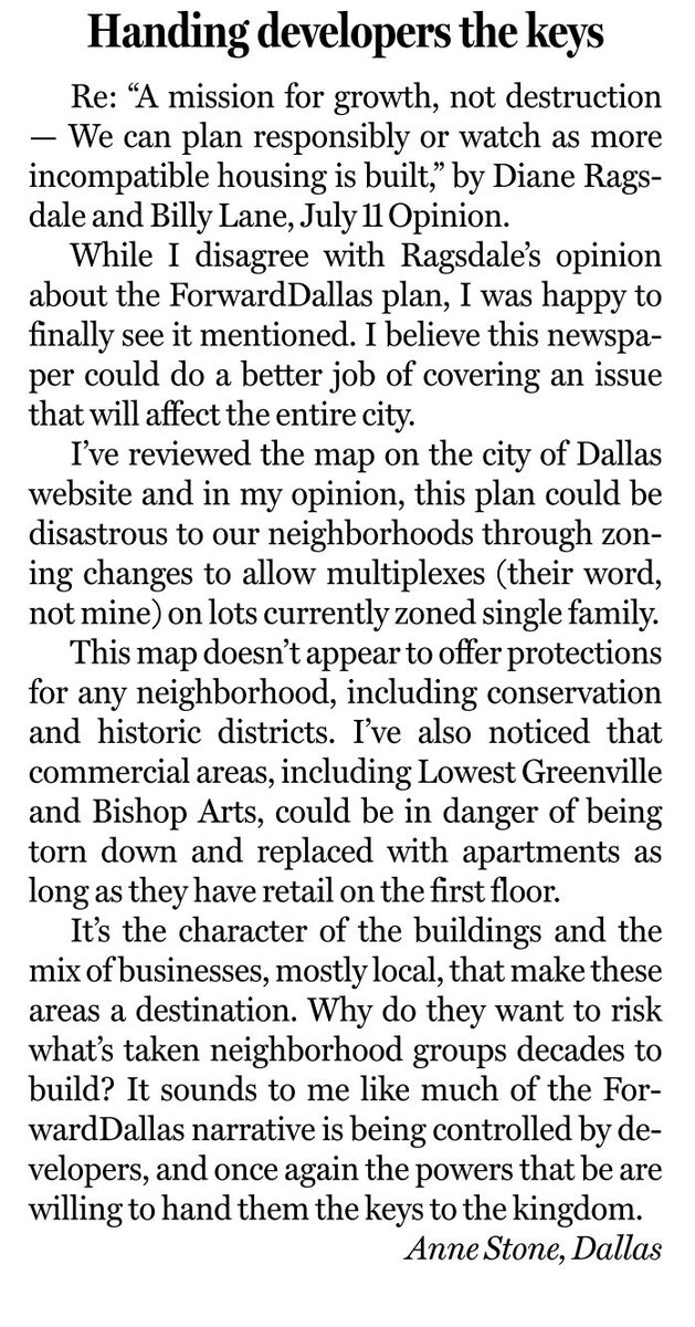 debbiewfleck's tweet image. #ForwardDallas and housing in #Dallas Send us a letter on anything. #dallasnews #LetterstotheEditor