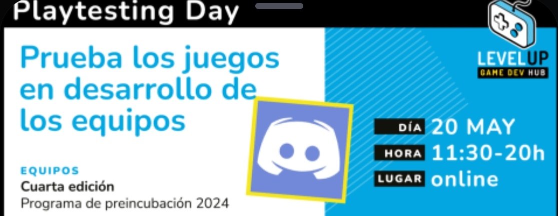 game_levelup's tweet photo. Todo apunto para nuestro #Playstesting Day n nuestro #discord
¡Ven a probar los juegos n desarrollo d la incubadora este 2024!
👉 sáb 20 Julio
🕹️1ª parte d 11:30 a 14:00
🕹️2ª parte d 16:00 a 20:00
¿Dónde?
https://t.co/ZNad1sTgjS
Todo con buen rollito indie
¡Os esperamos! https://t.co/fxO3Qf4ImM
