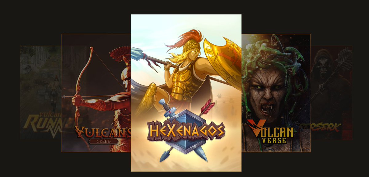 VulcanStudiosHQ's tweet photo. Amazing Fact #10 🌟
 
We boast 4 incredible multiplayer games: 
 
⚔️ Vulcan Royale 
🏹 Vulcan's Creed 
🃏 @Berserk_Game
⚡️ @HeXenagos 
 
Simply jump into https://t.co/9SuxZksdQd to start playing and earning today! 🎮💰 https://t.co/yTX465lEyF