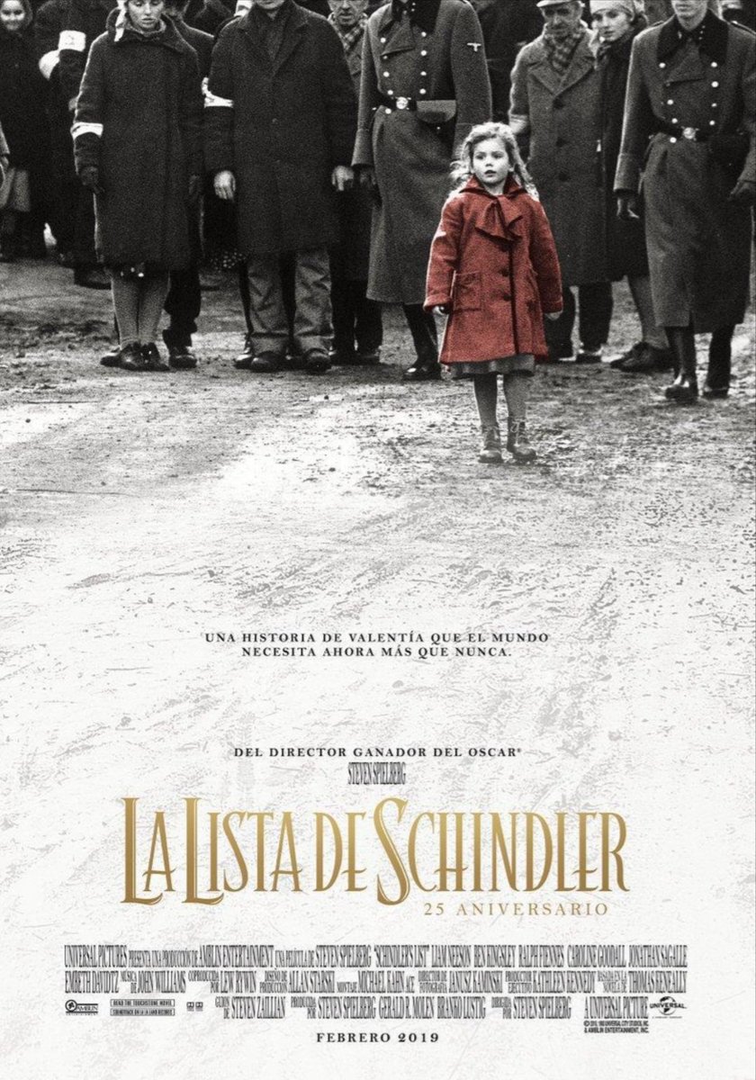 En 1993, una película muy dura a la par de necesaria, llegaba a la gran pantalla. Steven Spielberg, el Rey Midas de Hollywood, dirigió "La lista de Schindler" y hoy vamos con unas cuantas curiosidades de una cinta muy importante y que a nadie deja indiferente. 
Comenzamos 👇