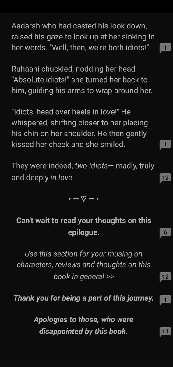 Virinchi111's tweet photo. "Two bigger fools in love are yet to born". 

One of the best slow burn, second chance love, arranged marriage trope with parenting each other's children. Anami's better together is one of the best books of wattpad. What a beautiful journey. 
#RuhArsh  #BetterTogether https://t.co/f4Z5DMUZfs