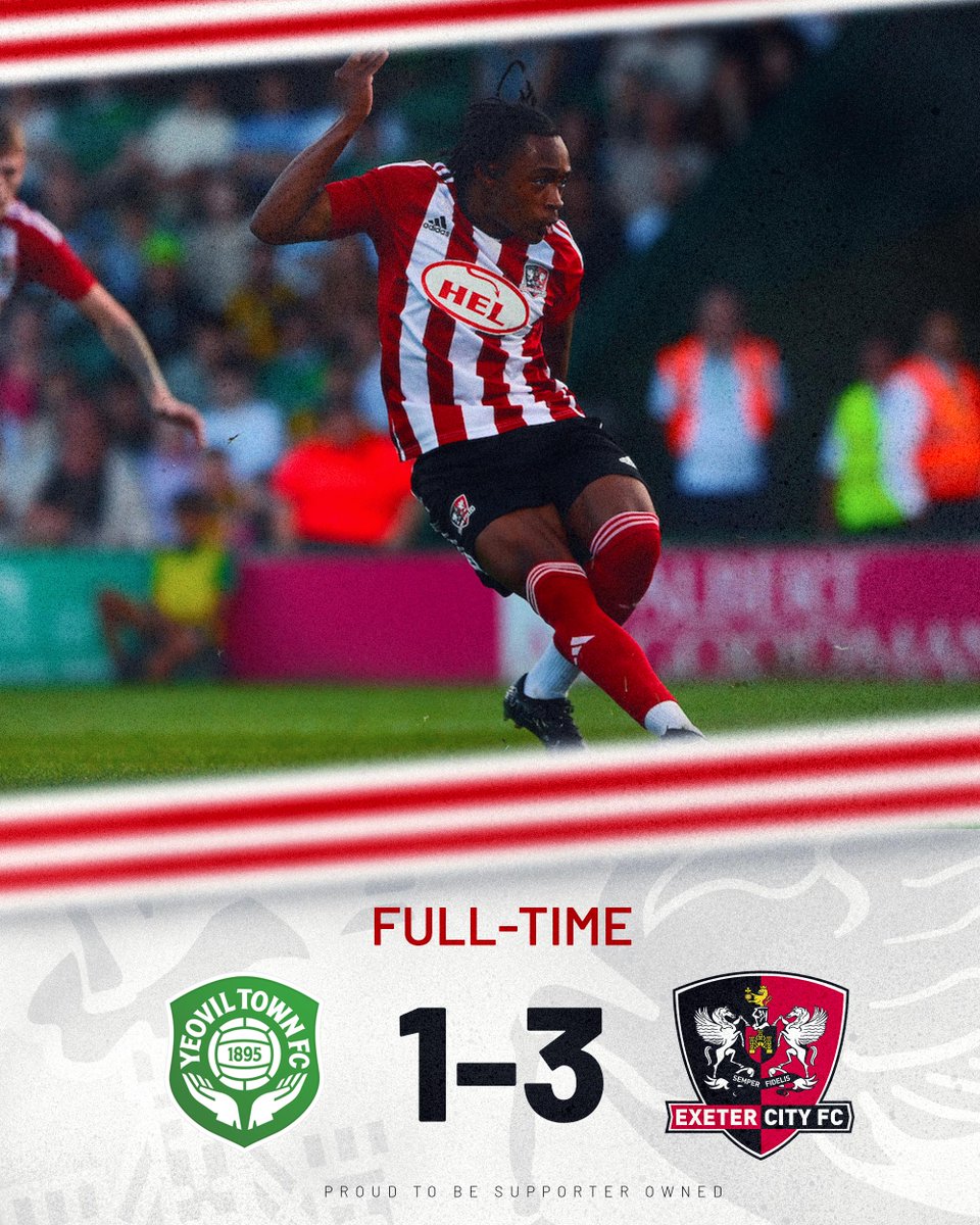 ⏱️ FULL-TIME | <a href="/YTFC/">Yeovil Town FC</a> 1️⃣ City 3️⃣

Sonny Cox, Santino Ohanaka and Kieran Wilson all find the back of the net in an action packed game at Huish Park.

#ECFC #SemperFidelis