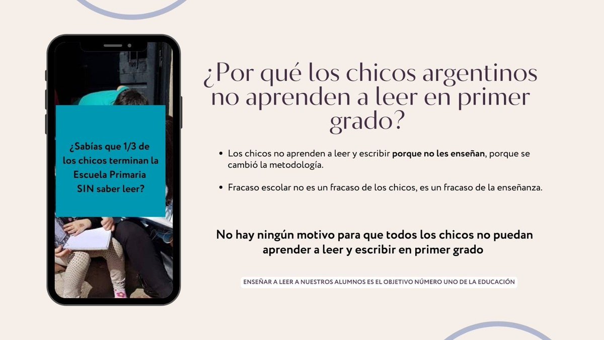 carmenAlvarezR's tweet image. ¿Porqué los chicos argentinos no aprenden a leer y a escribir en primer grado?  
Fundamentalmente porque dejamos de enseñarles.
Y no hay ningún motivo para que los chicos no aprendan a leer y a escribir en primer grado.
Sí, ¡EN PRIMER GRADO!
#alfabetizar
#AlguienTieneQueDecirlo