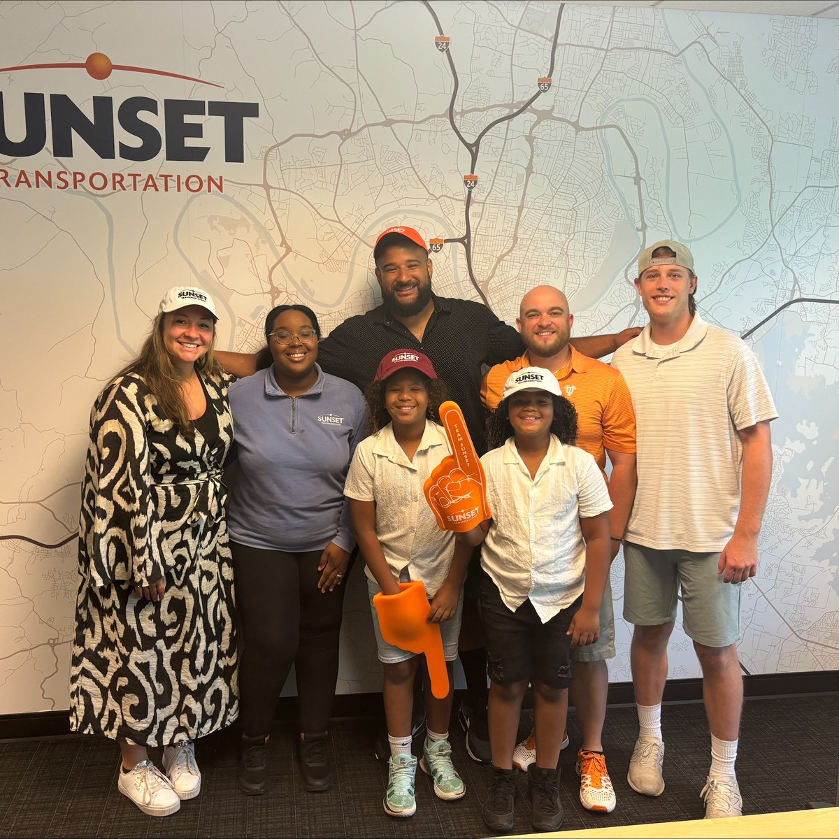 SunsetTrans's tweet photo. Thanks Andre and family for stopping by our #SunsetNashville branch while in town on vacation! They treated the office to lunch, and we decked them out in some Sunset swag. We love when customers visit! We hope everyone has a great weekend! #Sunsetters https://t.co/hQ4p0Geo78