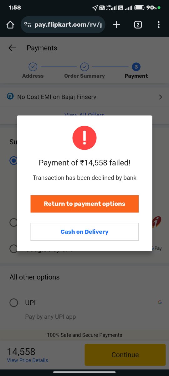 RipanPhotograpy's tweet photo. @Bajaj_Finserv My payment not succes payment is decline reason check and update https://t.co/Ibf2Y2R1ak