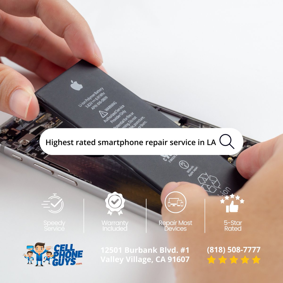 mycellphoneguys's tweet photo. βββββ #CellPhoneGuys is a 5-Star Yelp rated business with over 600 reviews! πββοΈ Get your iPhone repaired with the highest quality replacements parts at the lowest price in town, guaranteed. π€ https://t.co/PLnIpIGcLy