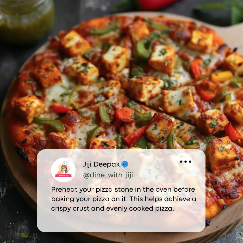dine_with_jiji's tweet image. 🍕🍪 Pizza Stone Trick: Preheat your pizza stone in the oven before baking your pizza on it. This helps achieve a crispy crust and evenly cooked pizza. #PizzaTips #BakingHacks