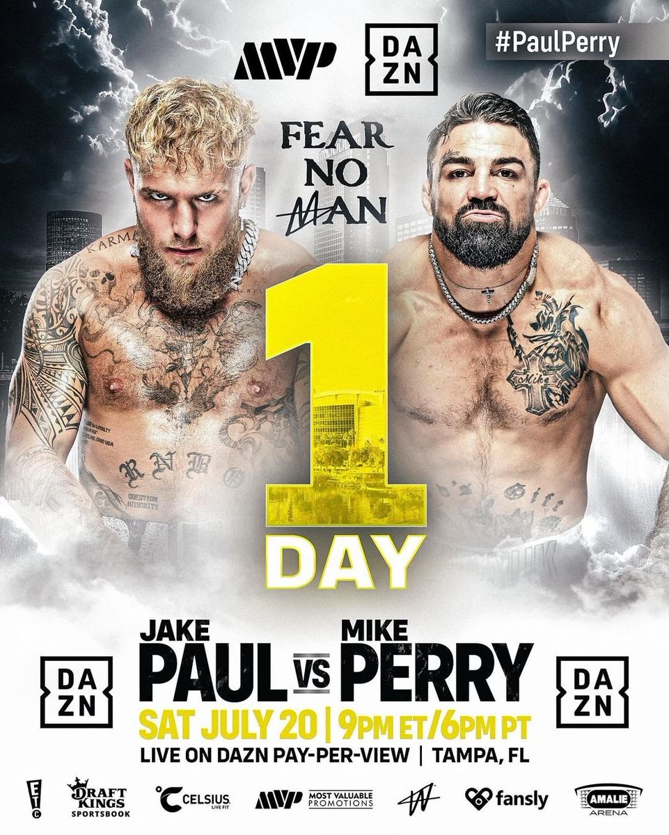 Fitesite's tweet photo. ‼️Only 1 day left until Jake Paul vs Mike Perry🥊🔥

#PaulPerry

P.S. - We'll be covering the outcome of some fights!🏆 https://t.co/ytFzohiDNO