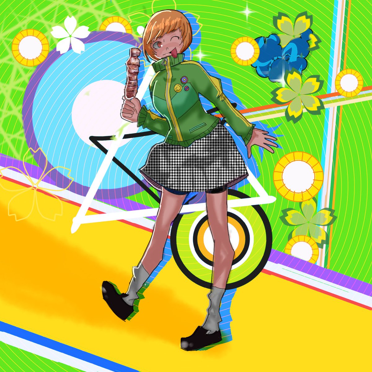 EnvyPausedGame's tweet photo. Chie Satonaka 💚💛💚🍖 #Persona4 

-July 18, 2024 https://t.co/XlX94mNj6q