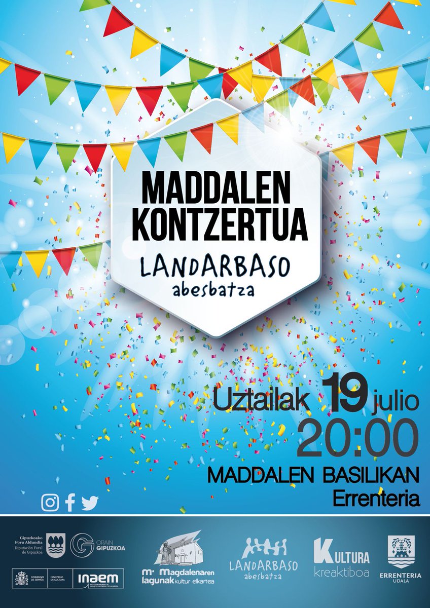 maite_gartzia's tweet photo. Gure jaiak hemen daude!!
#Madalenak 2024
Hoy concierto previo a fiestas con @landarbaso  y el Ongi etorri Madalenak  de #jaitoki kultur elkartea!!! 
Zatoz Errenteriara!
Zatoz gure jaietaz gozatzera! https://t.co/8bY1698uJJ
