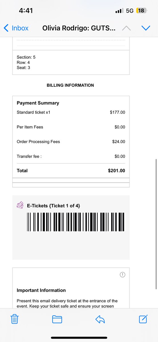 averyswrld's tweet photo. i spent 400$ im total ( two different times) just to get scammed. #oliviarodrigoticket #OliviaRodrigo #GUTSWorldTour @oliviarodrigo @GUTSWorldTourHQ https://t.co/C9v8WqirUO