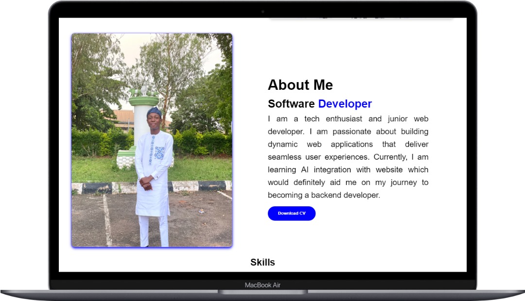 Abioye Olajide Abdullateef (@olajideabioye) on Twitter photo Thrilled to announce that my portfolio website is now live! 🚀🎉 I'm grateful for the guidance and support from <a href="/unclebigbay143/">UncleBigBay ✨</a>, and  <a href="/Shamdex2000/">Shamsudeen Adedapo ADEROJU</a>. Explore my portfolio at myportfolio-rosy-pi.vercel.app 🌐 and let me know what you think! 
#portfolio #responsivewebdesign #mobilefirst Thrilled to announce that my portfolio website is now live! 🚀🎉 I'm grateful for the guidance and support from <a href="/unclebigbay143/">UncleBigBay ✨</a>, and  <a href="/Shamdex2000/">Shamsudeen Adedapo ADEROJU</a>. Explore my portfolio at myportfolio-rosy-pi.vercel.app 🌐 and let me know what you think! 
#portfolio #responsivewebdesign #mobilefirst