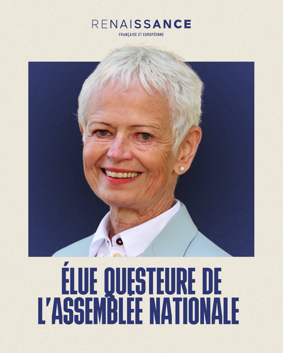 Renaissance's tweet photo. 🇫🇷 Félicitations à @KlinkertBrigitt, élue questeure de l'Assemblée nationale ! #DirectAN https://t.co/8jzflprEo8