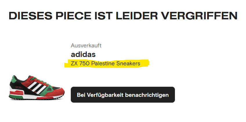 Birgit_Kelle's tweet photo. Falls noch jemand glaubt, das sei ein dummes Versehen gewesen, dass man bei #Adidas mit Bella Hadid eine bekennende #Israel-Hasserin als Werbefigur engagiert hatte. Nope. Das scheint im Haus durchaus eine klare politische Linie zu sein. #Palestine https://t.co/2jzTECh5Jj
