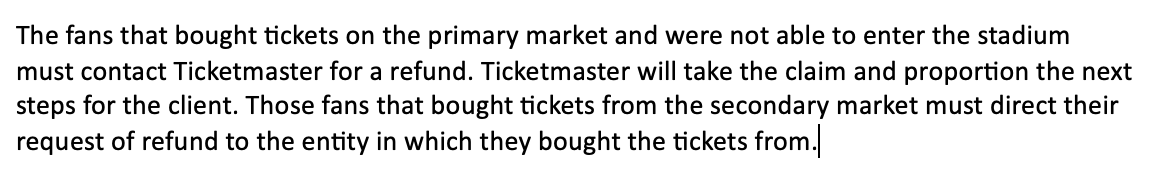 JeffreyCarlisle's tweet photo. Statement from CONMEBOL on fans getting ticket refunds for last Sunday's Copa America final... https://t.co/01ob4ivJLw
