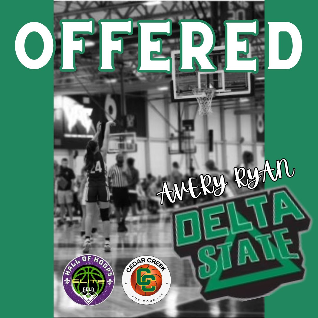 Congratulations to Avery Ryan on her offer to <a href="/DeltaStateWBB/">Lady Statesmen Basketball</a>. Well deserved.