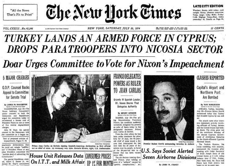“No day shall erase you from the memory of time.” — Virgil 

Dies Irae. #Turkey invades #Cyprus #OTD 20/7/1974. Today, 50 years later, 36.2% of Cyprus still remains under military occupation with 40K troops; 57% of its coastline controlled; 200K people displaced; countless