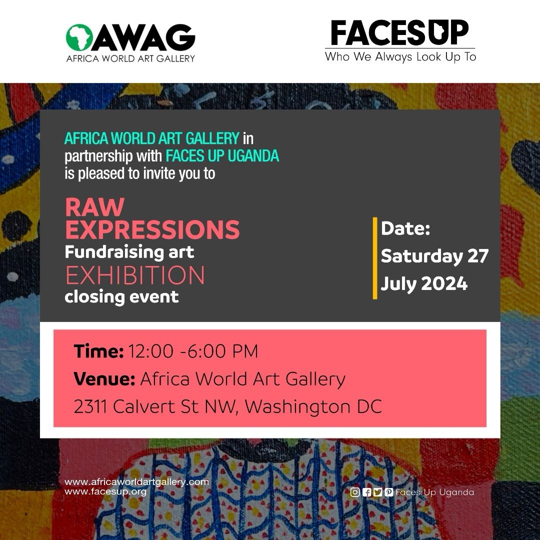 FacesUpUganda's tweet photo. We would like to cordially invite you to join us for the closing ceremony of the #rawexpression fundraiser exhibition!
We sincerely hope that you can grace us with your presence.
#facesup https://t.co/AgPzP3swQb