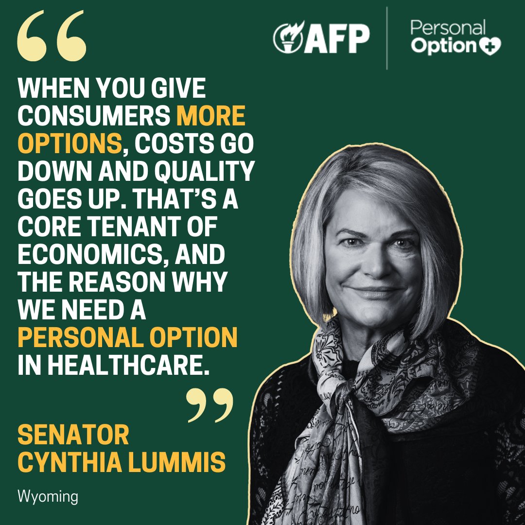 Why do you need a #PersonalOption in health care?
<a href="/SenLummis/">Senator Cynthia Lummis</a> is 💯 right, the Personal Option offers:
✅ More Choice
✅ More Affordability
✅ Better quality care