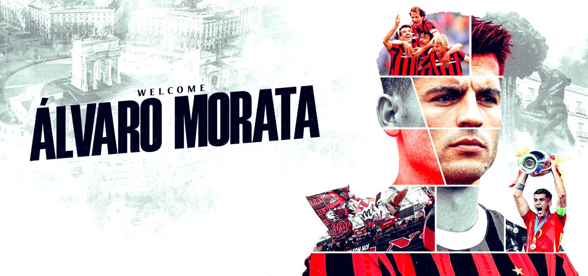 R_BastidasMora's tweet photo. El @acmilan anunció el fichaje del atacante español, @AlvaroMorata , como nuevo refuerzo del equipo.

Morata llega al conjunto “Rossoneri” con un contrato por 4 años, con opción a 1 mas, y lo hace tras capitanear a España en la conquista de la Eurocopa.
#DNACMilan #SempreMilan https://t.co/cjk9fFzHPN