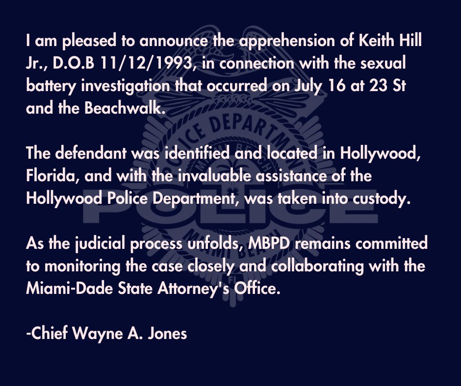 BREAKING: A Message from Chief Wayne Jones regarding the apprehension of Keith Hill Jr. 🚨