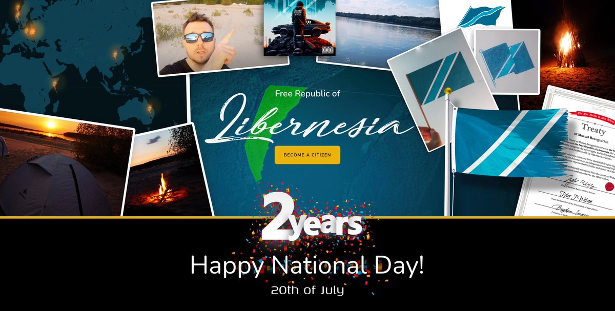 LibernesiaOrg's tweet photo. Two years ago, a tiny but brave new country appeared on the map of the world! Happy National Day to all 82 Libernesian citizens! Light a torch on the map to celebrate our unity. #NationalDay #Libernesia #Freedom #LightTheTorch https://t.co/udoI4dNwEB