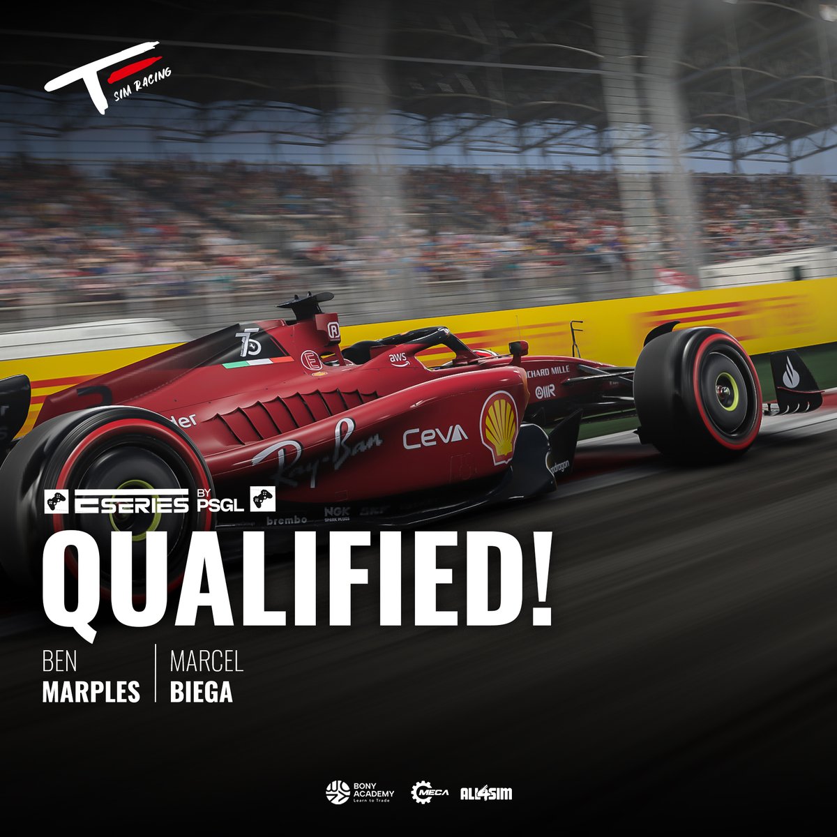 TomasEngeSimRacing (@tomas_enge_sim) on Twitter photo What a MEGA job! ๐
<a href="/BenMarples9/">Ben Marples</a> and <a href="/MarcelBiega/">Marcel Biega</a> qualified to the <a href="/PremierSimGL/">PSGL</a> e-series championship!
Congrats to the whole team!
#bonyacademy #coinfycryptotrading #all4sim #mecasimhardware #f124game #F124 #simracing What a MEGA job! ๐
<a href="/BenMarples9/">Ben Marples</a> and <a href="/MarcelBiega/">Marcel Biega</a> qualified to the <a href="/PremierSimGL/">PSGL</a> e-series championship!
Congrats to the whole team!
#bonyacademy #coinfycryptotrading #all4sim #mecasimhardware #f124game #F124 #simracing