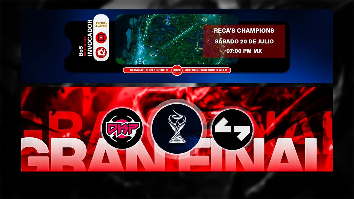 🏆GRAN FINAL🏆
La gloria solo le pertenece a los verdaderos campeones 🔥
📢 Llegamos a la gran final de #RECASCHAMPIONS 🏆☄️

<a href="/DarkProjectgg/">Dark Project</a> 🆚 <a href="/1stGamingGG/">First Gaming</a> 
Sábado 20/07  | B05  | 7:00 PM 🇲🇽 🇬🇹 

#Recasaquero
#ComunidadesriotLatam
#EIP
