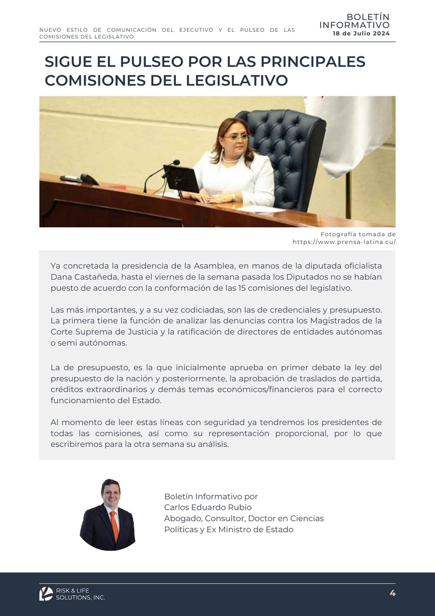 Boletín informativo No. 8
Nuevo estilo de Comunicación del Ejecutivo y el pulseo de las Comisiones del Legislativo 

Leer más aquí👇🏻