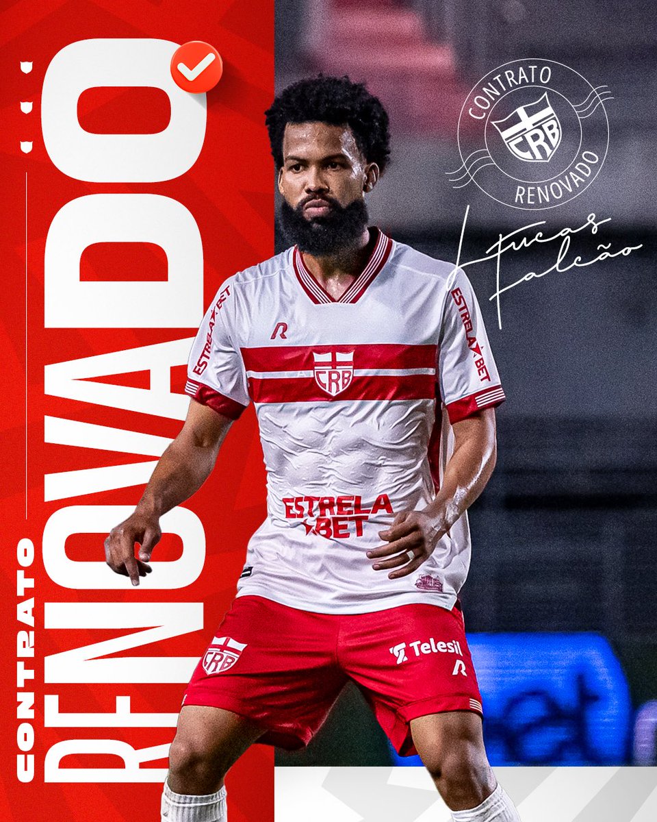 CRBoficial's tweet photo. TEM MAIS CONTRATO RENOVADO! 🦅✍🏽

O volante Falcão renovou novamente com o Galo de Campina e continua defendendo as cores do Galo de Campina com muita raça até o final da temporada de 2026.

Vamos por mais, Falcão!
Avante, Regatas! 🏴󠁧󠁢󠁥󠁮󠁧󠁿 https://t.co/E73xBNlSR6