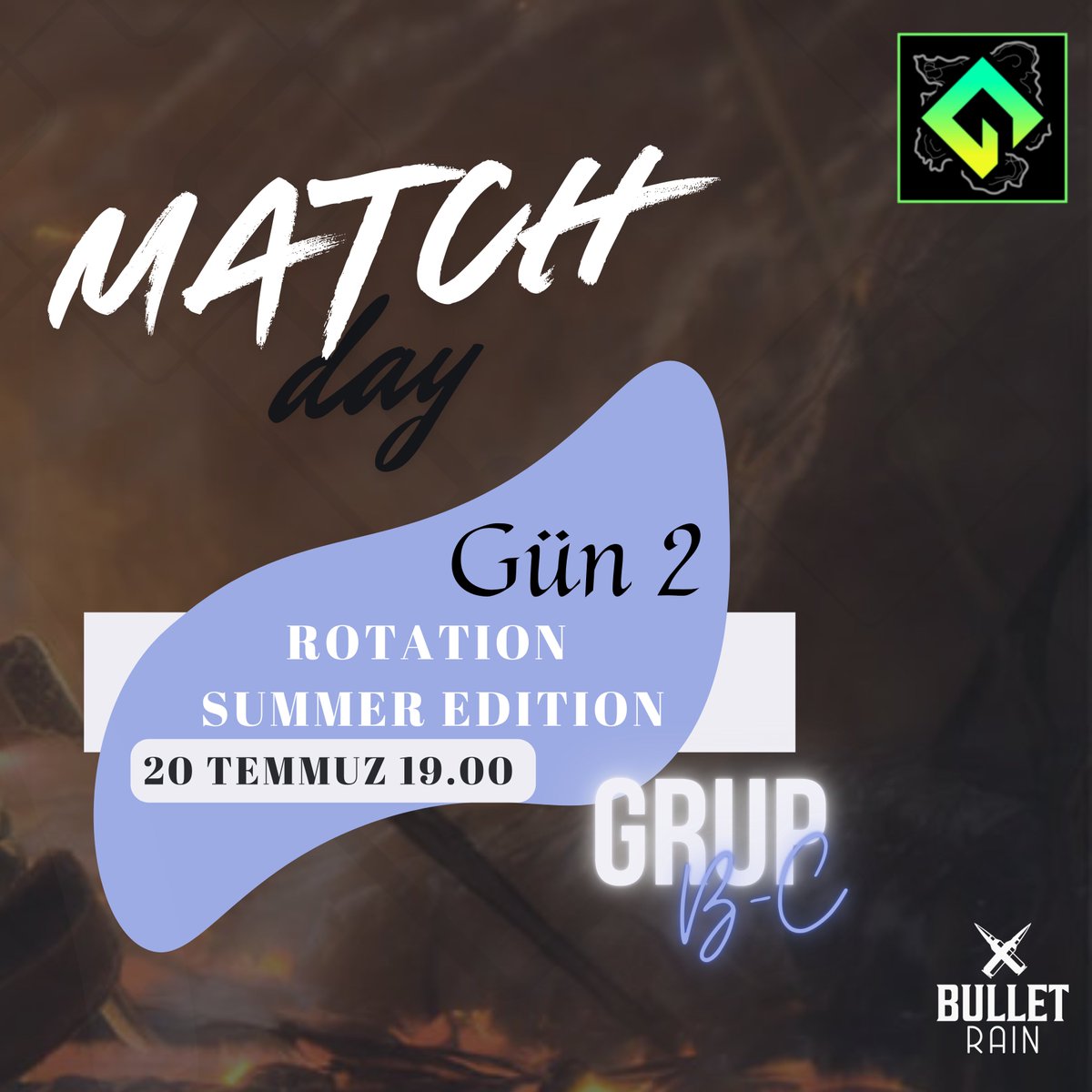 BulletRainPubg's tweet photo. Maç Günü 👊
BulletRain PUBG takımımız, Rotation: Summer Edition B & C Grup Maçları İçin Bugün Maça Çıkıyor! 🔥
🗓️ 19 Temmuz
🕐 19:00 TSİ
https://t.co/70T5B37VSC💥
#pubgesports #PUBG #BulletRainpubg #PUBGEsport #beingesports #challengermode
14s https://t.co/Uk7TGTChpP