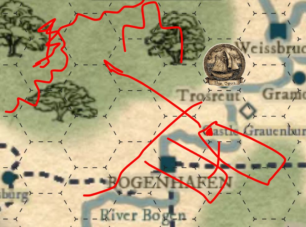 RedDiceDiaries's tweet photo. When you're on your main River Map in #OwlbearRodeo and are trying to explain to the players how their barge is moored on a jetty a should way from a town near Reikwald Forest, time to bust out those freehand drawing tools.

#WFRP #TheEnemyWithin #OSR #TTRPG #RPG #RedDiceDiaries https://t.co/rIxJhzJsTr