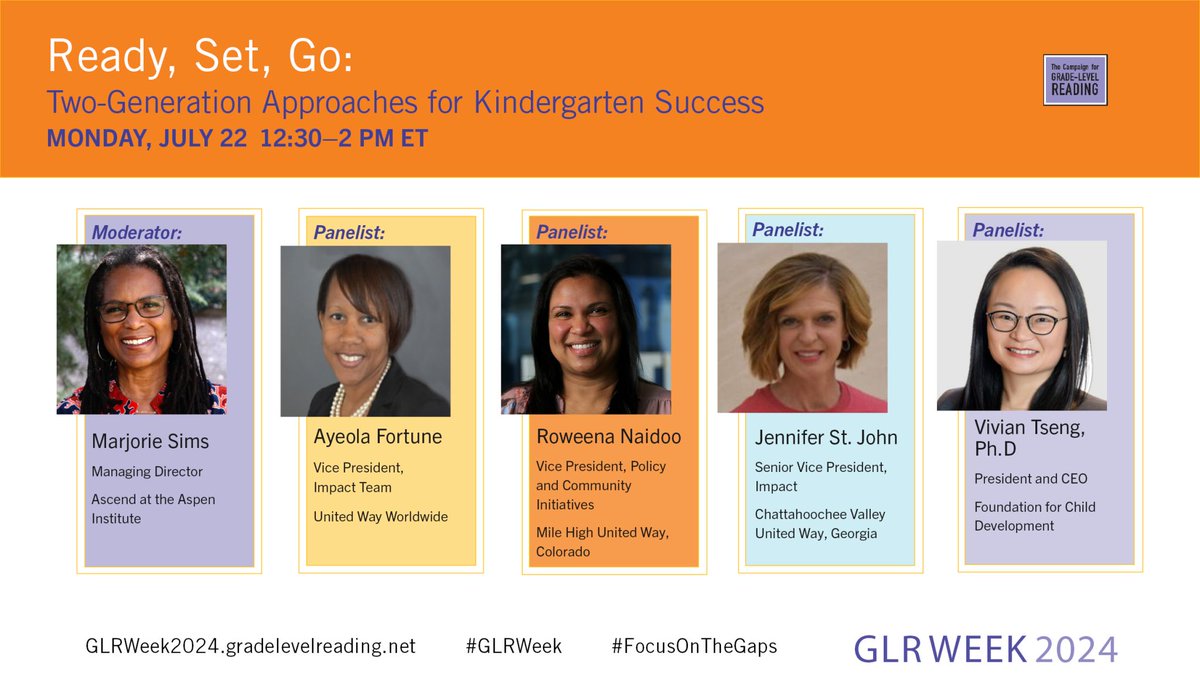 Foundation for Child Development (@fcdusorg) on Twitter photo Countdown to the kick-off of <a href="/readingby3rd/">Campaign for Grade-Level Reading</a>'s #GLRWeek 2024 and this session on promising #2Gen strategies for kindergarten readiness & intergenerational prosperity, featuring our CEO Vivian Tseng, @unitedway and @aspenascend.
REGISTER NOW: bit.ly/3XmUU5t #FocusOnTheGaps Countdown to the kick-off of <a href="/readingby3rd/">Campaign for Grade-Level Reading</a>'s #GLRWeek 2024 and this session on promising #2Gen strategies for kindergarten readiness & intergenerational prosperity, featuring our CEO Vivian Tseng, @unitedway and @aspenascend.
REGISTER NOW: bit.ly/3XmUU5t #FocusOnTheGaps