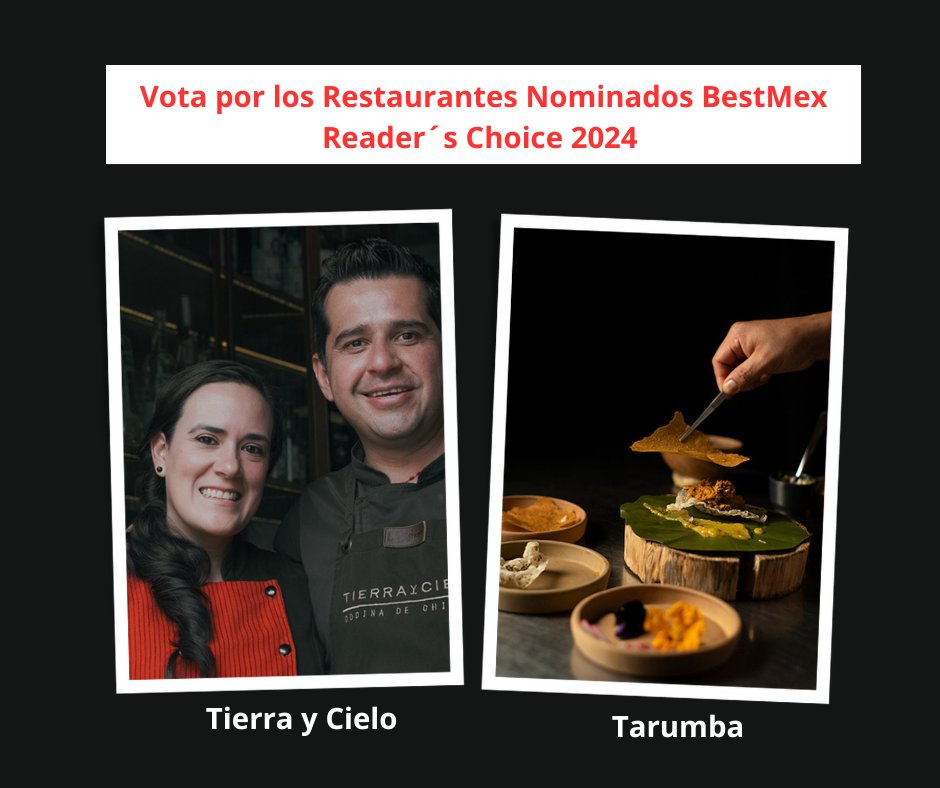 BestMex Quien  la plataforma que premia lo mejor en la hospitalidad y gastronomía en México, ha nominado a <a href="/HTierrayCielo/">Tierra y Cielo</a>  y @tarumbamx a  mejor Restaurant Reader´s Choice, apóyalos con tu voto en el siguiente enlace: mex-best.mx