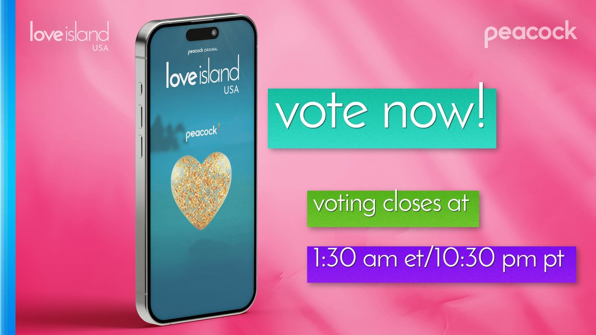 loveislandusa's tweet photo. VOTING IS OPEN! Head over to our official app and vote for who you think should win #LoveIslandUSA! Voting is open until 1:30 am ET/ 10:30 pm PT! 📱 https://t.co/jaIXOduIWv https://t.co/zOHjIX3QFf