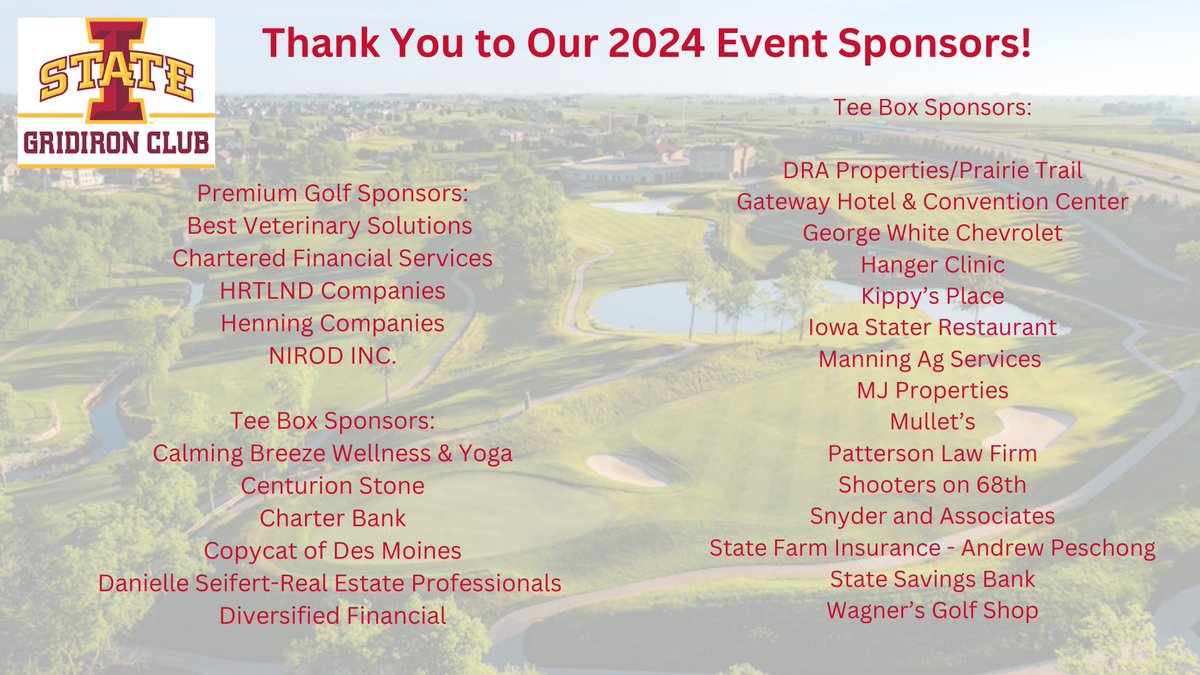 CycloneGridiron's tweet photo. The Cyclones Gridiron Club wants to thank everyone who participated in the Mike Lacey Golf Classic & Summer Social. It was a great day with a lot of money raised to support @CycloneFB. Thank you to our sponsors and donors! We couldn't do this without you. #GridironGiving https://t.co/j48wYgCG64