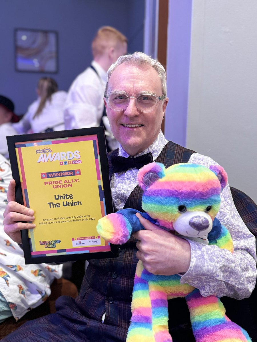 We won <a href="/UniteunionNI/">Unite the Union NI</a> <a href="/UniteunionROI/">UNITE union Ireland</a> <a href="/UniteEqualities/">Unite Equalities</a> 
<a href="/belfastpride/">Belfast Pride</a> awards 
Pride Ally:Union