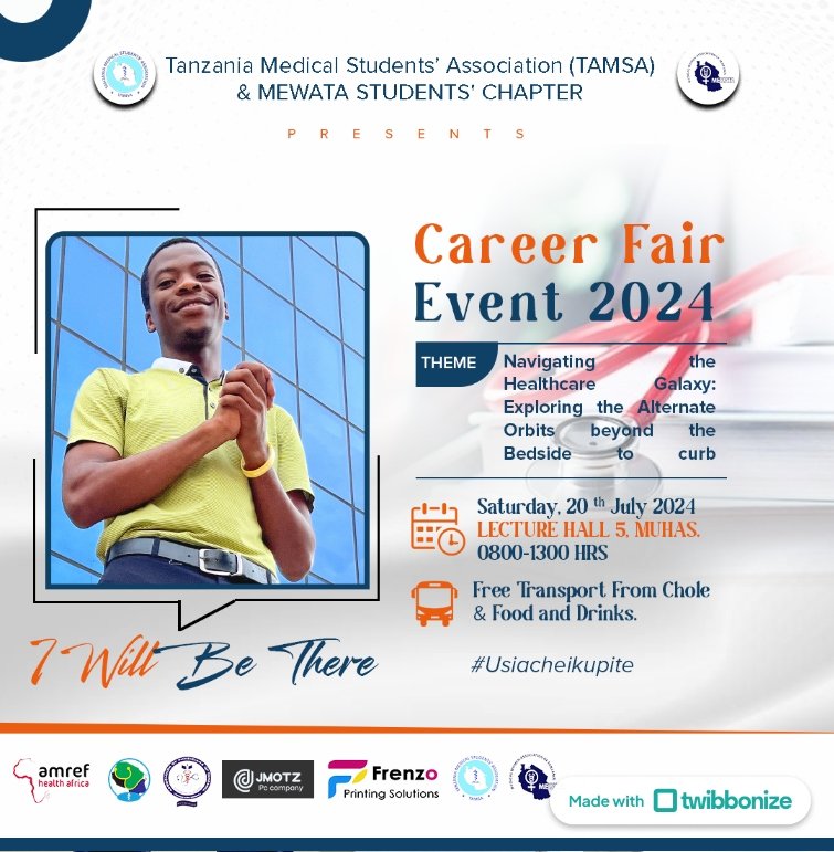 sam_md_29's tweet photo. I am eager to attend the Carrer Fair Event Organized by @TamsaMuhas and @mewata_tanzania . The event is tomorrow with interesting #Theme and #subthemes that will be facilitated by differebt expertise.
Let's go and explore the world beyond the bedside.
Plan to attend. https://t.co/BVmnRNNkJQ