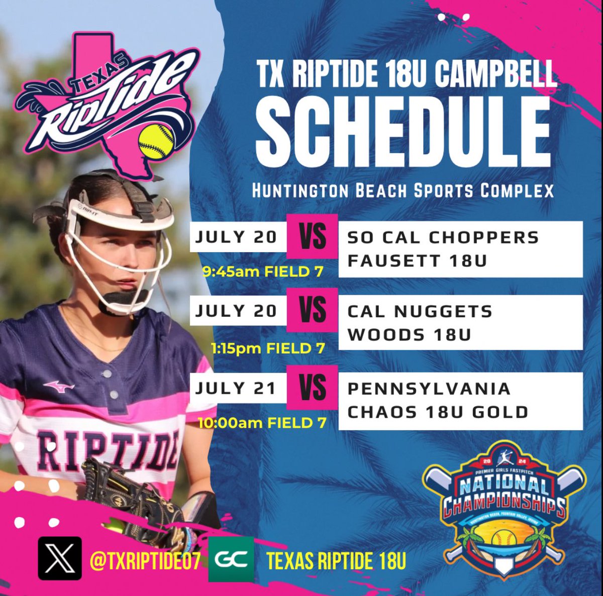 Ready and excited to be back 🥎🏝️☀️ <a href="/PGFnetwork/">PGF</a> <a href="/SamCamp50/">Sam Campbell</a> <a href="/TxRiptide07/">TEXAS RIPTIDE</a> <a href="/LSASoftball/">LSA Softball</a>