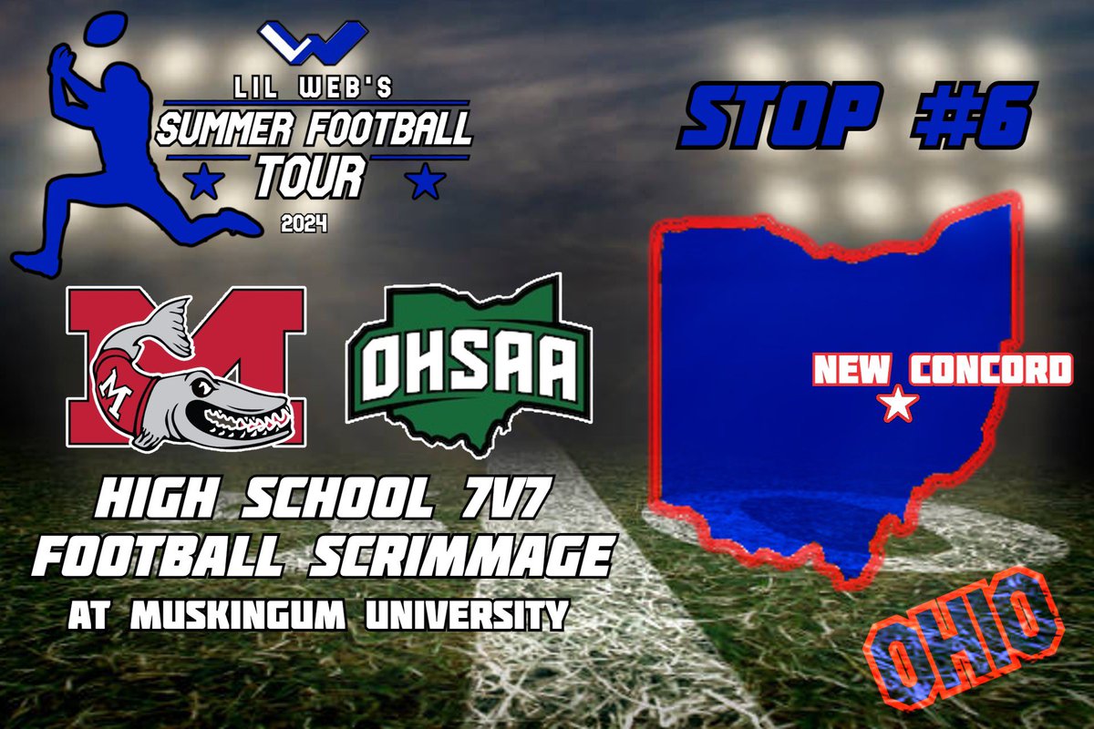 LilWeb26's tweet photo. Lil Web’s 2024 Summer Football Tour 🏈
Stop #6 - 📍New Concord, OH

I’m back from vacation and yesterday I went to Muskingum University to see my alma mater Cambridge face Logan Elm in a 7v7 football scrimmage.

@CHSBobcatFB @LoganElmSports #7v7 #SummerFootballTour https://t.co/TEM3yEocyP