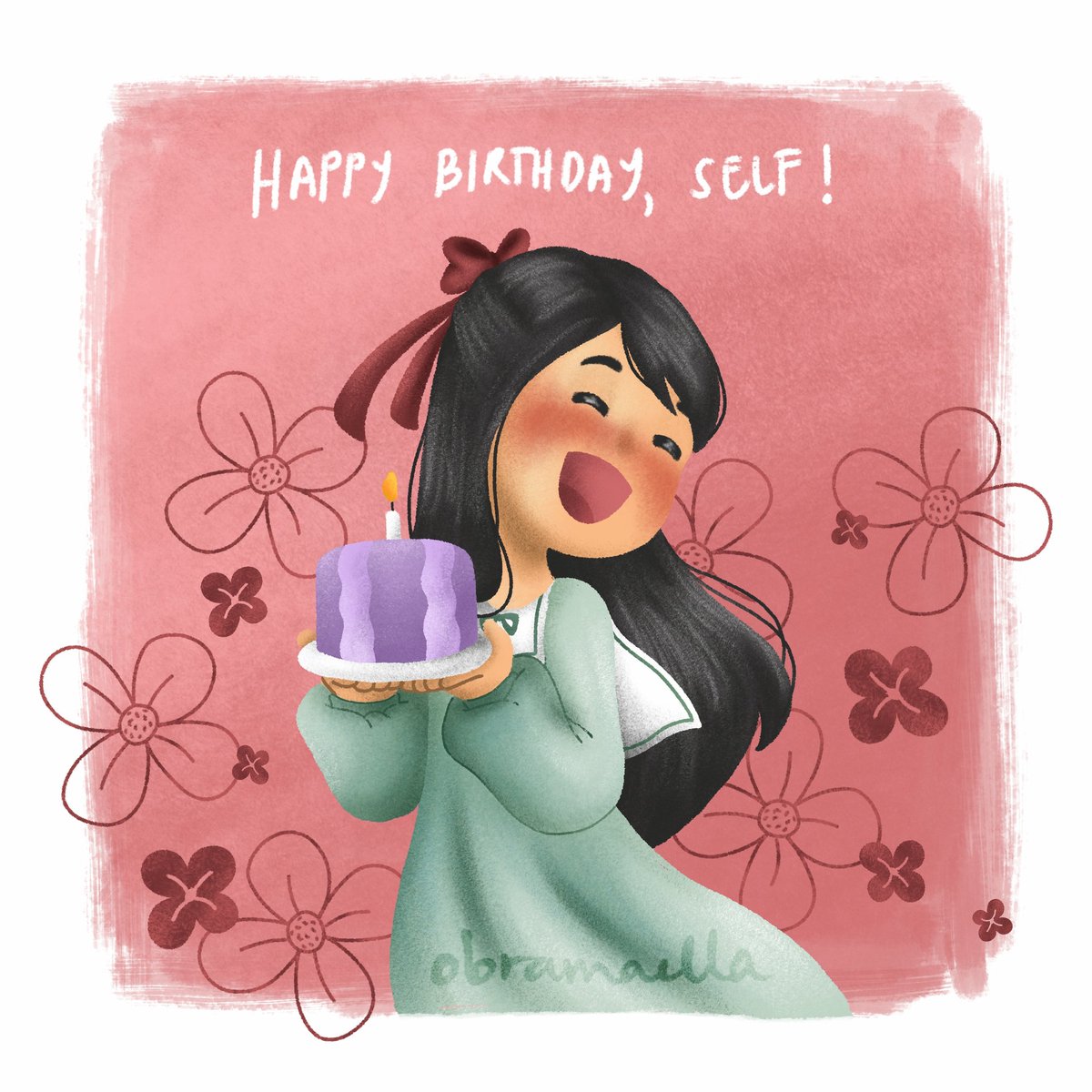 hoshihamzii's tweet photo. Late birthday greeting to myself. 🥳🎉🎊 Self, please don't give up. YOU CAN DO IT! FIGHTING! 
❤️🥰🍃 #illustration #illustrator #artist #kidlit #filipinoillustrator #pinoyartist #artfortoday #artistontwitter #obramaella https://t.co/5zLlq43Wn0