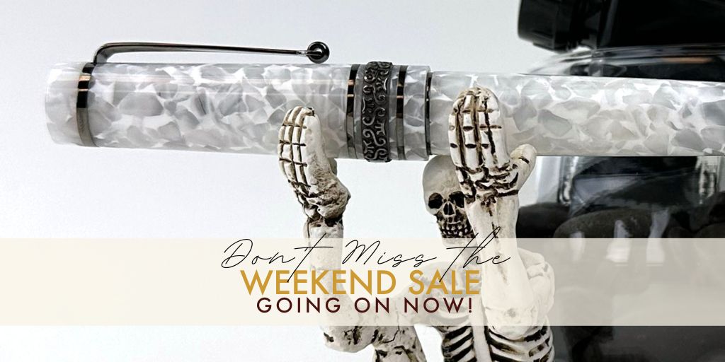 PenChalet's tweet photo. 🌟 Don't miss this weekend's sale! (Especially if you fancy adding a stunning limited edition Italian pen to your collection). 🖋️💥 Shop now: https://t.co/LVpqg1uCXw #PenChalet #Luxury #Pens #Collection #PenCollection #Collector #PerlaNera #Maiora #FountainPens https://t.co/SzOTbtfQTO