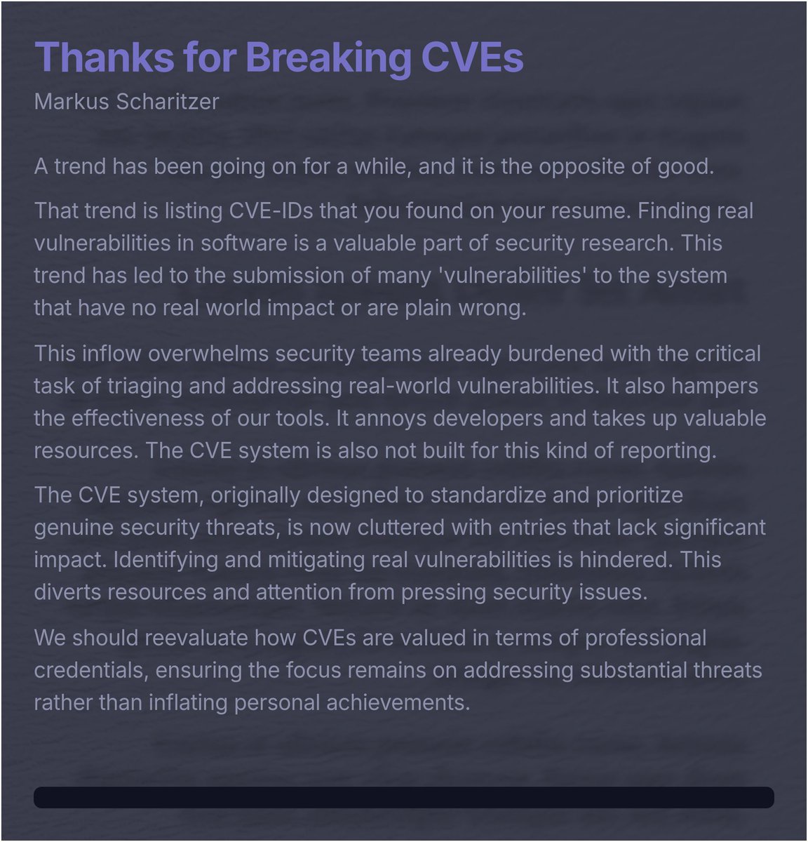 mscharkus's tweet photo. Thanks for Breaking CVEs https://t.co/2cnqheIq49