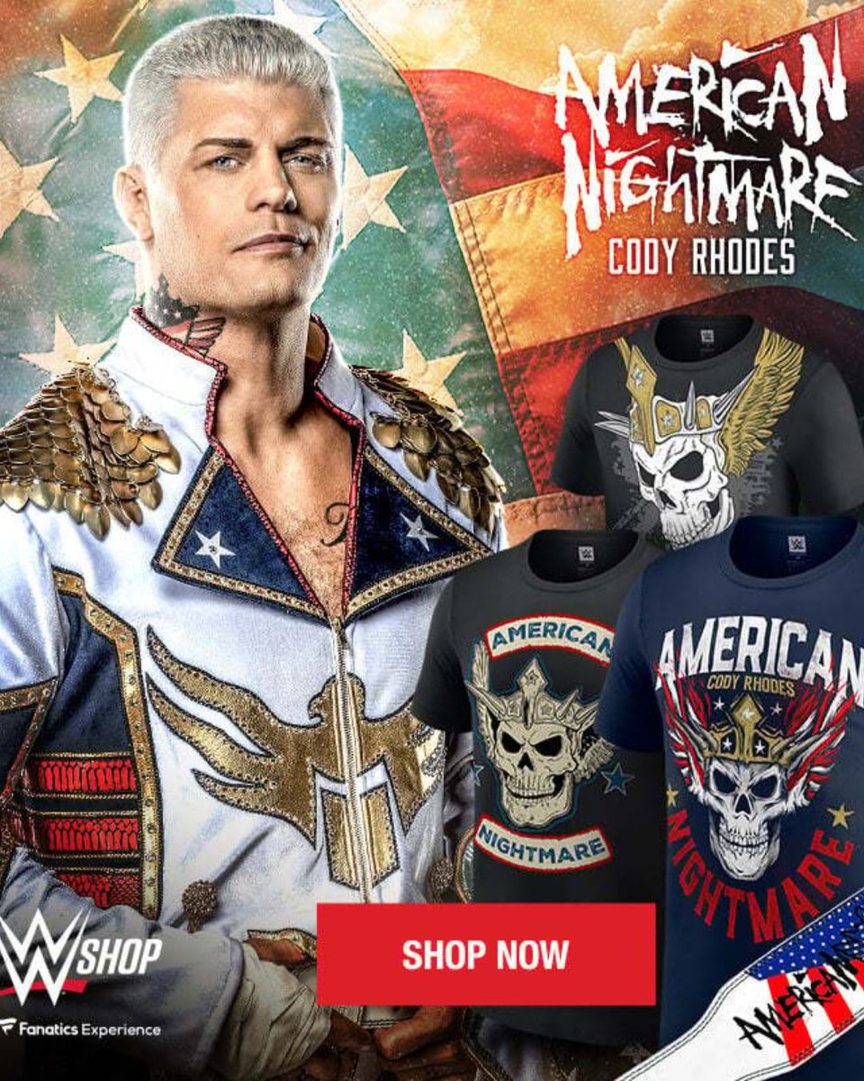 NEW <a href="/CodyRhodes/">Cody Rhodes</a> MERCH JUST DROPPED!! USE THIS LINK AND BE ONE OF THE FIRST TO BUY THEM!!

wwe-shop.sjv.io/VmE9ra