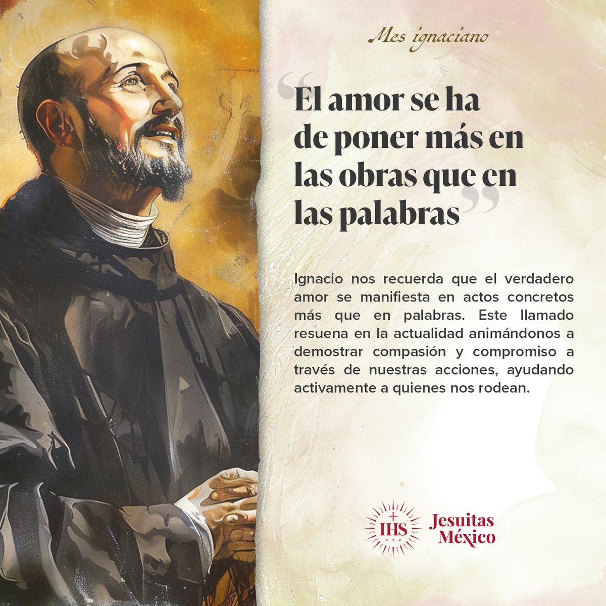 Jesuitas_Mexico's tweet image. ✨ En este #MesIgnaciano, seguimos compartiendo las enseñanzas de San Ignacio de Loyola. Sus frases nos inspiran a vivir con fe, amor y compromiso hacia los demás.

🔗 Más información aquí: bit.ly/3Wk3gtn