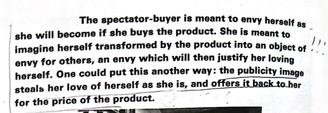 people circulate the john berger quote about putting a mirror in a woman’s hand and calling her vanity a lot but this one not nearly enough