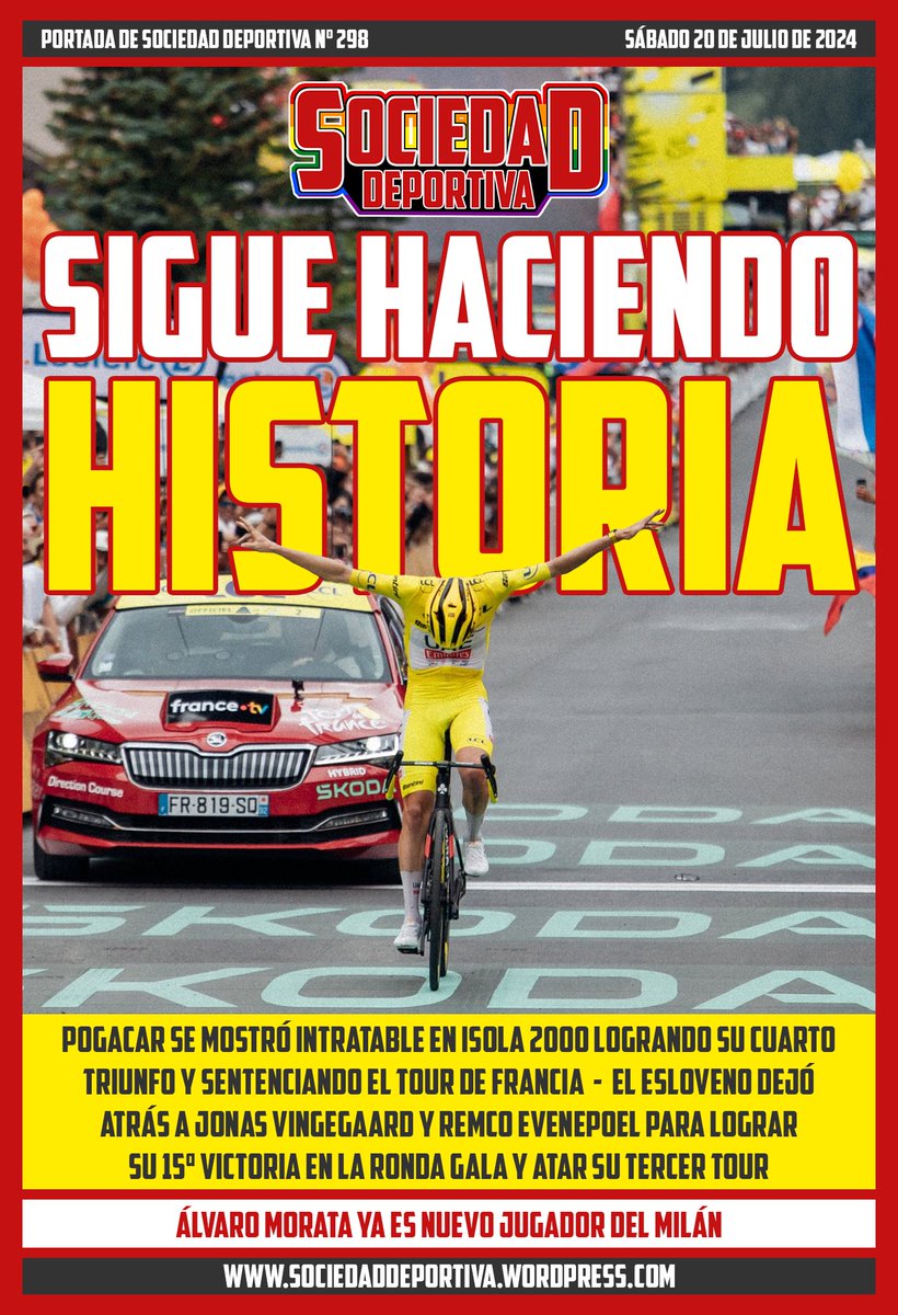 SDeportivaD's tweet photo. #PortadaSD | SIGUE HACIENDO HISTORIA
Presentamos la portada del 20 de julio de 2024.
#TDF2024 | https://t.co/ZU0nOWL7us
https://t.co/cgvXkkQ0r3 https://t.co/JxlA1XcJBz