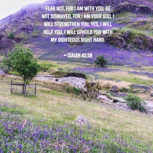FaithBranded's tweet photo. Fear not, for I am with you; Be not dismayed, for I am your God. I will strengthen you, Yes, I will help you, I will uphold you with My righteous right hand.

~ Isaiah 41:10 https://t.co/Ol5508ag9d