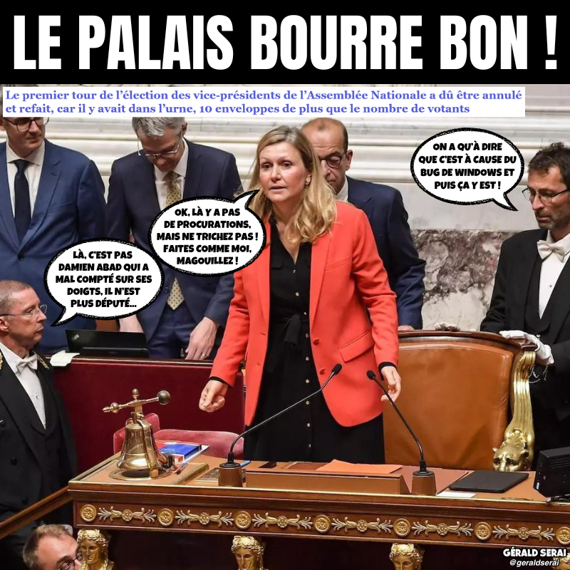 GeraldSerai's tweet photo. Des chiffres…et délétères !
----------
#bfn #breakingfakenews #humour #actualite #mème #AssembleeNationale #fraude #bourrage #urnes #élection #VicePresidents #enveloppes
Suivez-moi ! 😜 https://t.co/Vjlh7yFrCN